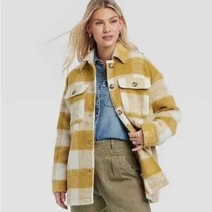 Universal Thread Plaid Yellow and Cream Women's Jacket